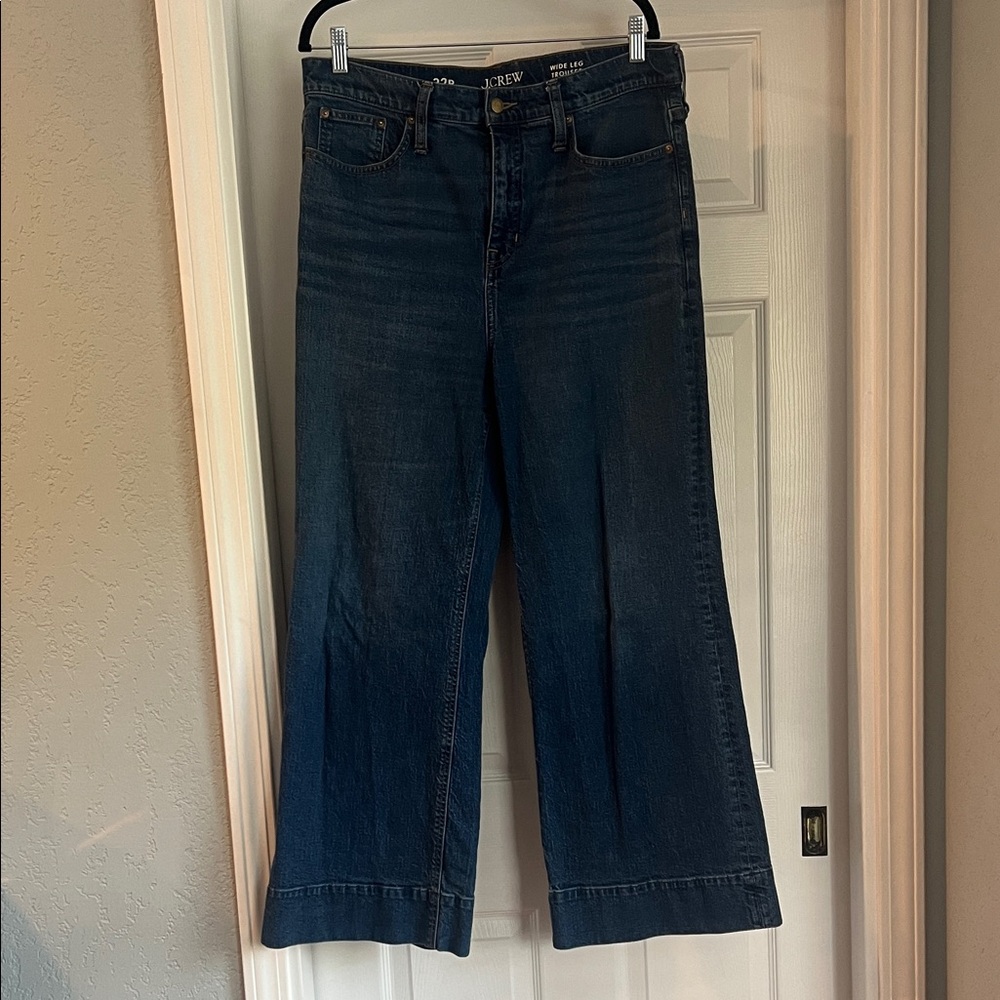 J. Crew Women's High Rise Wide Leg Trouser Jeans 32 petite